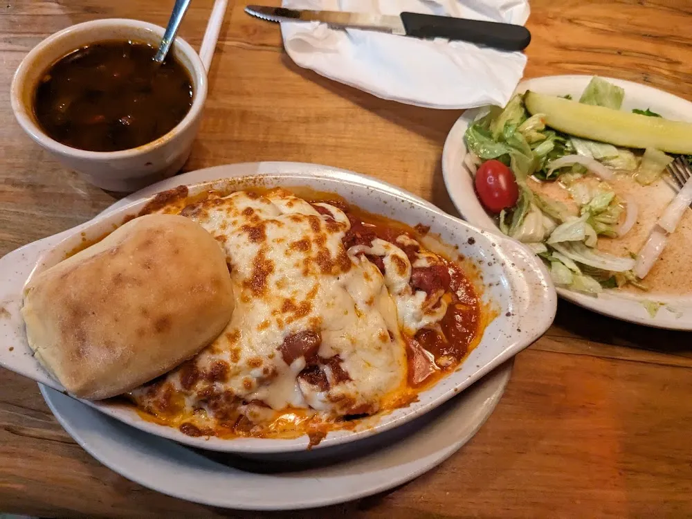 Lasagna with Soup and Salad